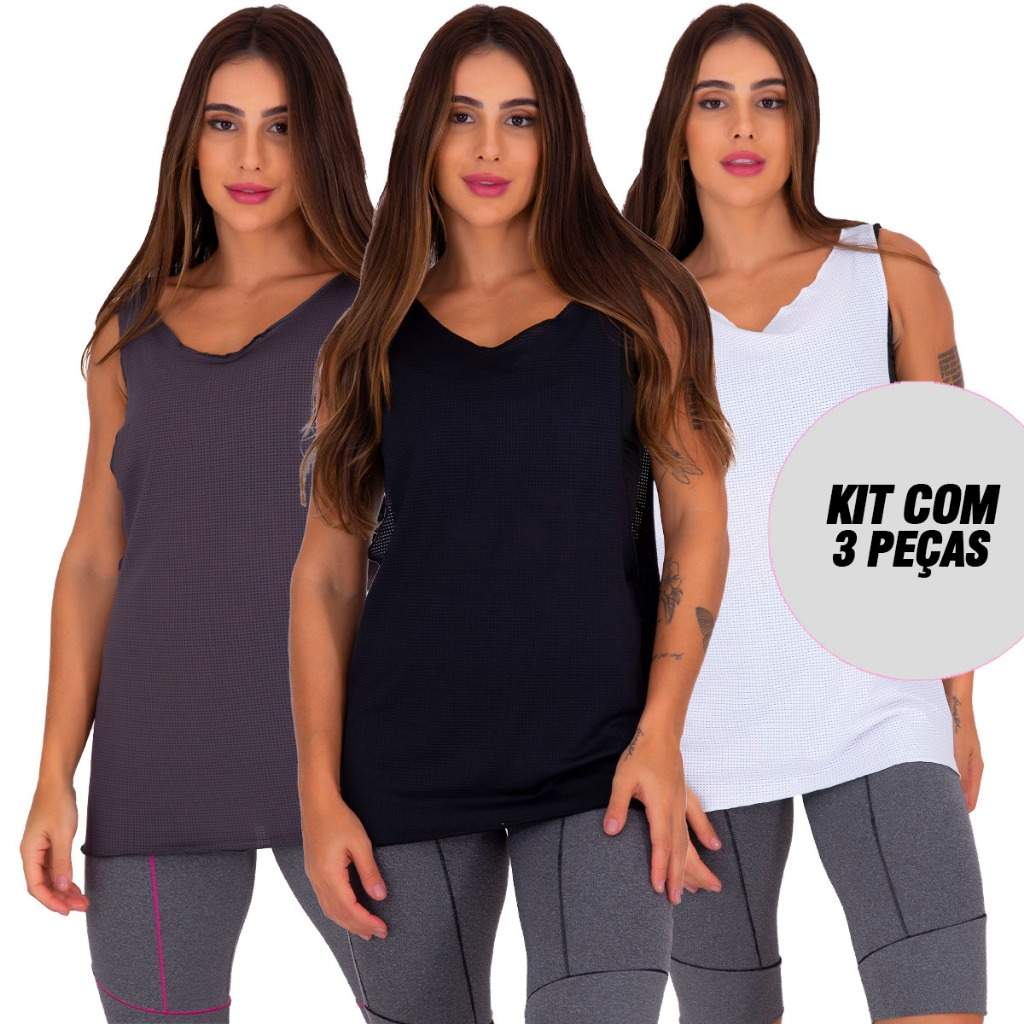 Regatas Dry Fit Femininas: Kit 3 Verão Conforto!