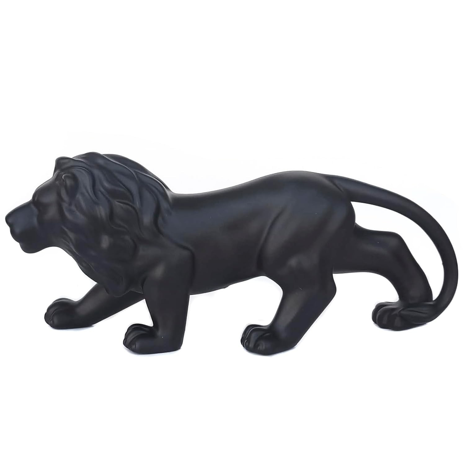 Leão Decorativo em Cerâmica Rei - Estátua de Decoração Elegante para Ambientes Modernos (LPD05 Preto)