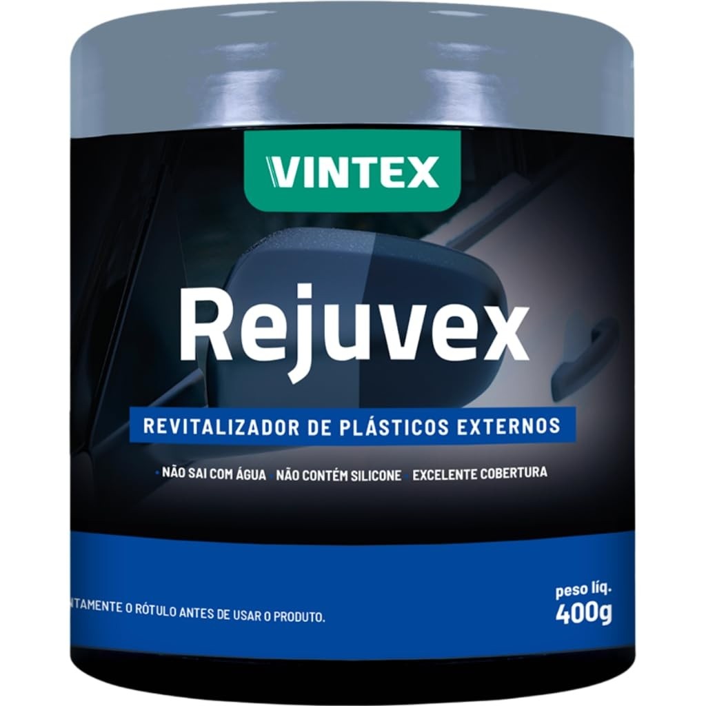 Rejuvenescedor de Plásticos REJUVEX 400g - Renove e Proteja Superfícies Externas do Seu Carro por Até 30 Dias