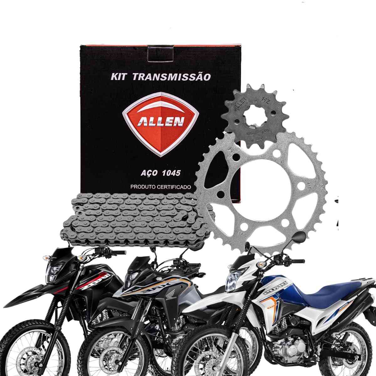 Kit Relação Completa Allen NXR Bros 160 (2015-2025) - Aço 1045 Resistente