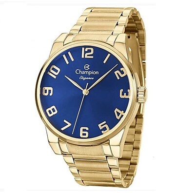 Relógio Champion Dourado e Azul: Elegância à Prova D'Água