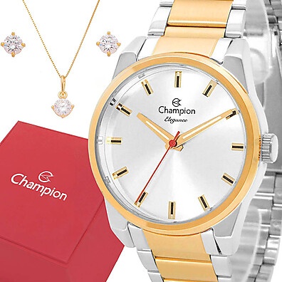 Relógio Champion Feminino Dourado com Joias – Elegância e Garantia