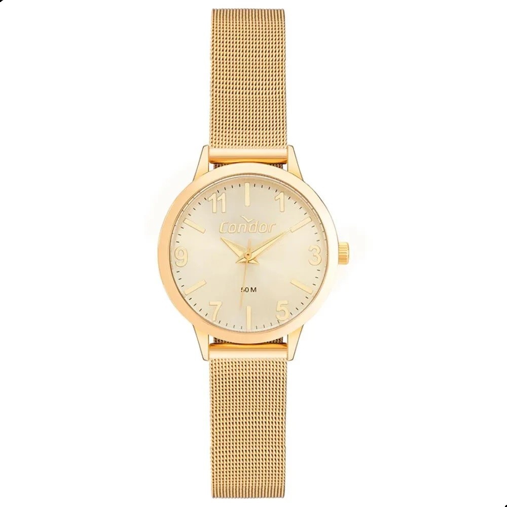 Relógio Condor Dourado Feminino + Kit: Elegância Completa