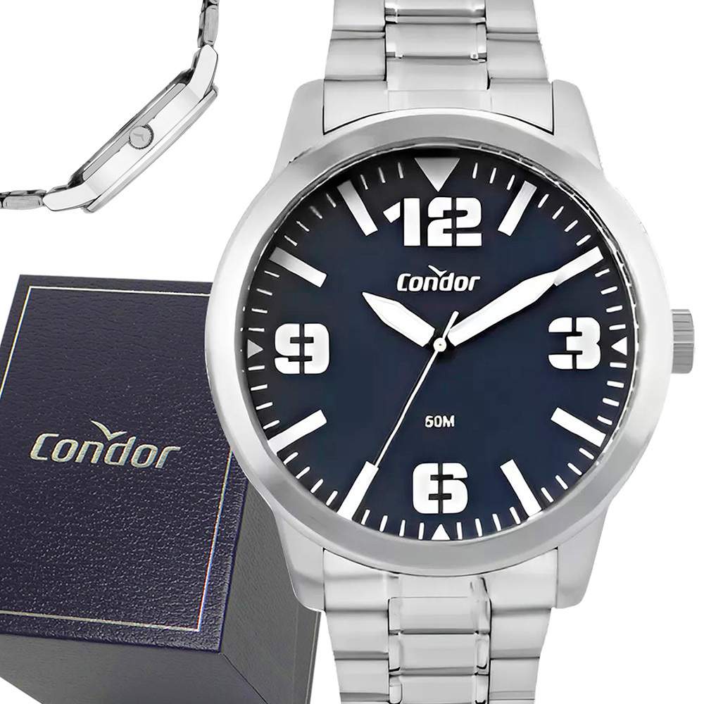 Relógio Condor Masculino Prata Preto: Estilo e Resistência com 1 Ano de Garantia