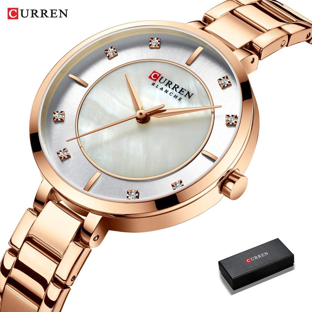Relógio Curren 9051: Elegância em Aço Rosa