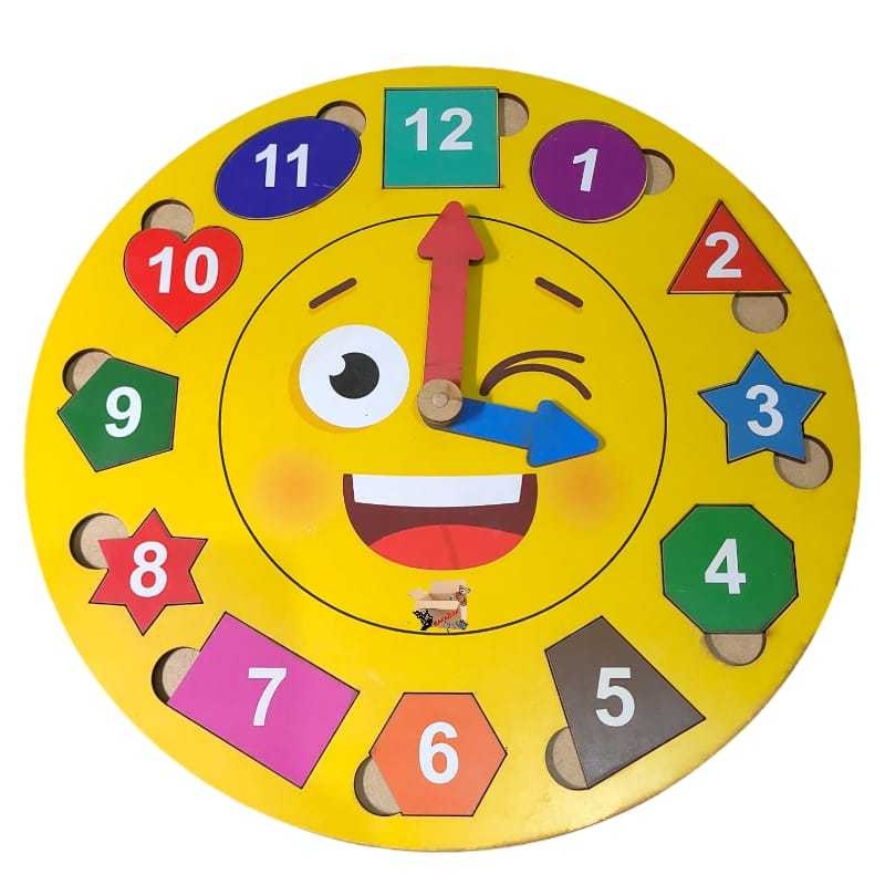 Relógio de Encaixe Madeira: Aprenda as Horas!