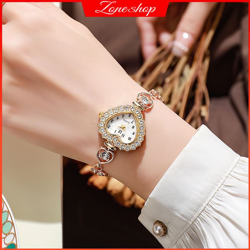 Relógio Feminino Elegante com Diamante Coração – Estilo Infalível