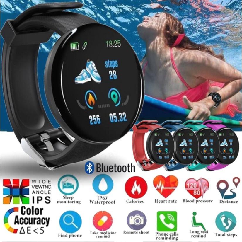 Relógio Inteligente D18: Fitness, Monitoramento Cardíaco e Alertas por Bluetooth