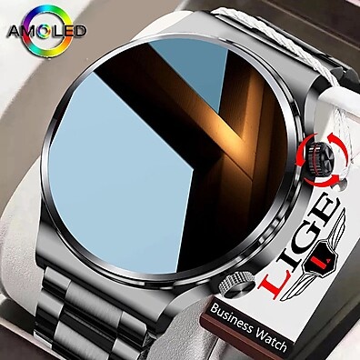 Relógio Inteligente LIGE: Smartwatch com Chamadas BT e Carregamento Sem Fio para Homens de Negócio