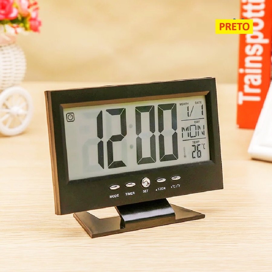 Relógio LED Digital: Despertador, Data e Temperatura