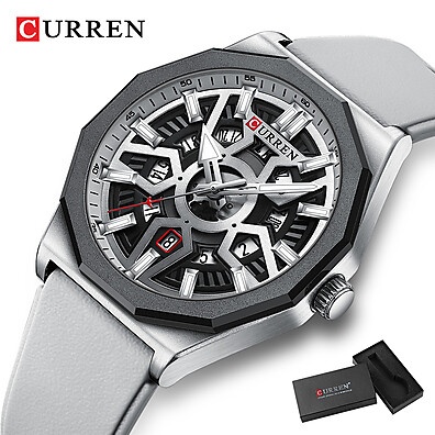 Relógio Masculino CURREN 8437: Analógico com Silicone e Luminoso