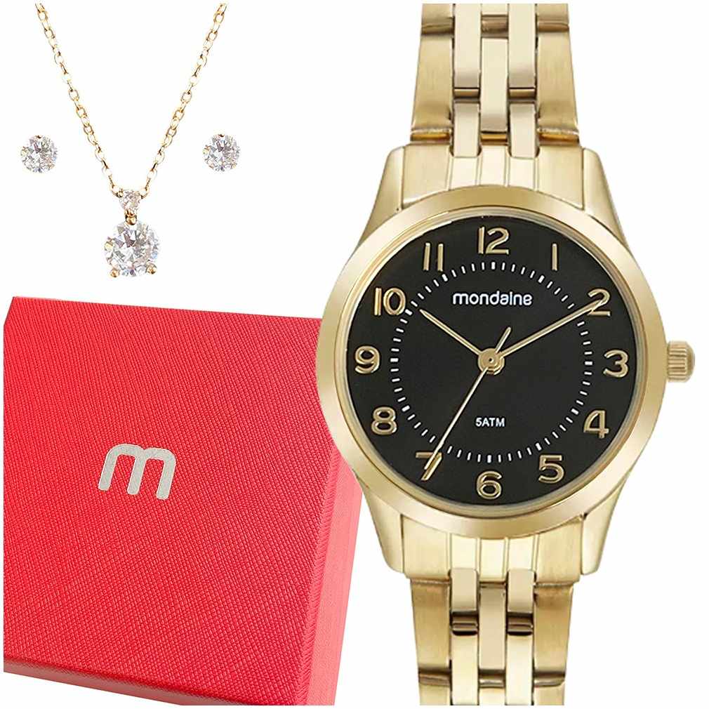 relogio-mondaine-dourado-luxo-e-prova-dagua