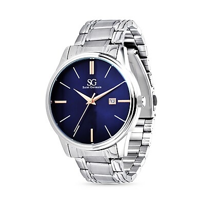 Relógio Saint Germain: Elegância em Azul e Prata