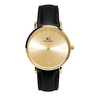 Relógio Saint Germain Murray: Elegância em Preto e Dourado