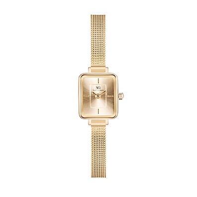 Relógio Saint Germain Square Mini: Dourado e Elegante