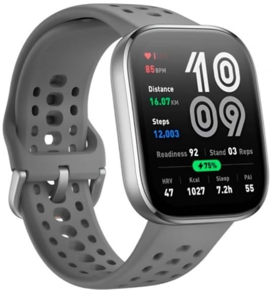 Relógio Quadrado Relógio Smart-watch, Smart-band BIP 6 (GLOBAL) CINZA CHARCOAL, BIP 6 Gps Integrado, Relogio Inteligente Compatível com Alexa, Tela Amo-led 1,97, Pulseira Impermeável, 140 Modo Treino, Mesh Charcoal Cinza.