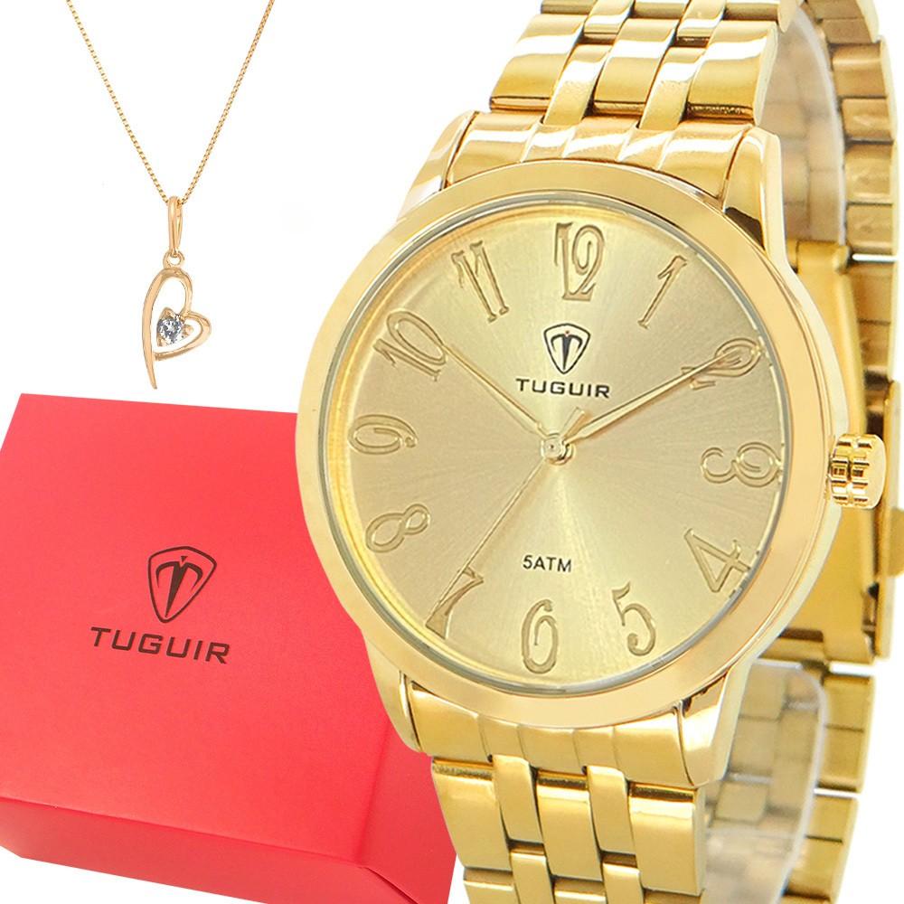 Relógio Tuguir Dourado: Elegância e Garantia!