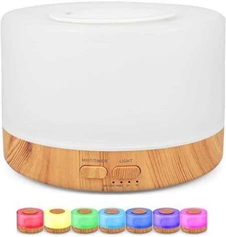 Difusor de Aromas Ultra-Sônico 500ml com LED Colorido e Controle Remoto - Ambientes Relaxantes