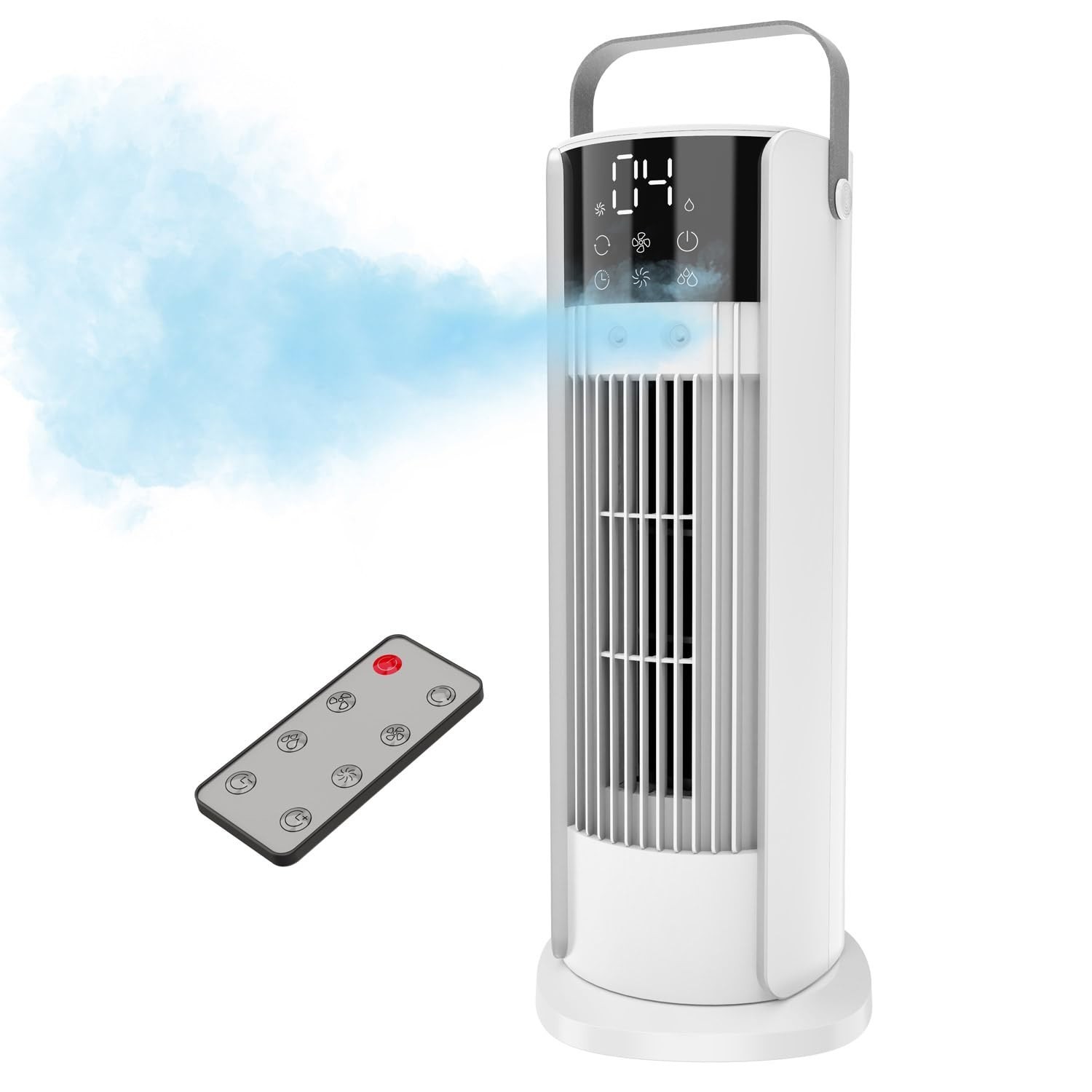 Ventilador de Torre com Nebulização 40cm - 700ml, Oscilação 90°, Controle Remoto e 4 Velocidades