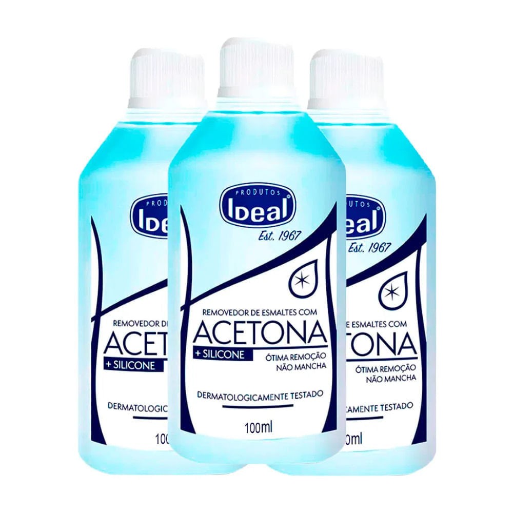 Removedor de Esmalte Ideal: Kit 3 Unidades 100ml