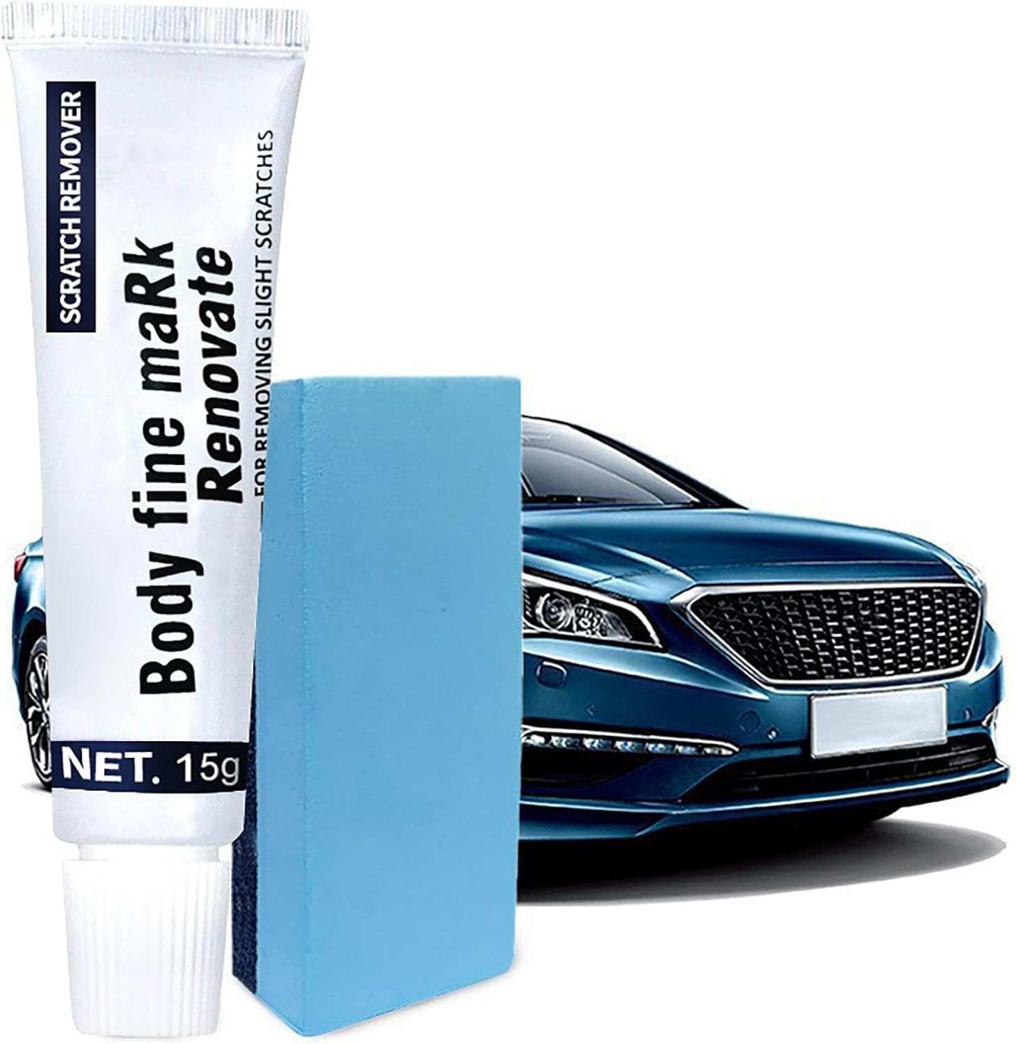 Kit de Reparo de Arranhões para Carro - Removedor Profissional com Esponja e Cera de Polimento