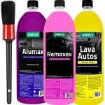 Kit Completo Detalhamento Automotivo: Removex, Alumax, Shampoo Vintex e Pincel