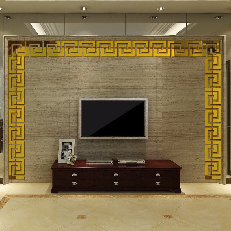 Adesivos de Parede Espelhados Geométricos Dourados – 10 Peças Removíveis 10x10cm para Decoração Moderna
