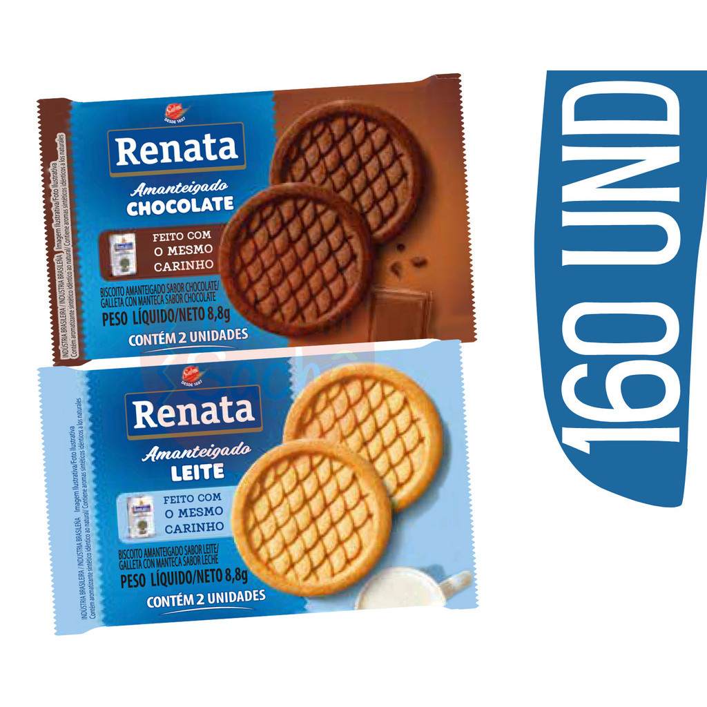 Renata: 160 Biscoitos Amanteigados Leite & Chocolate