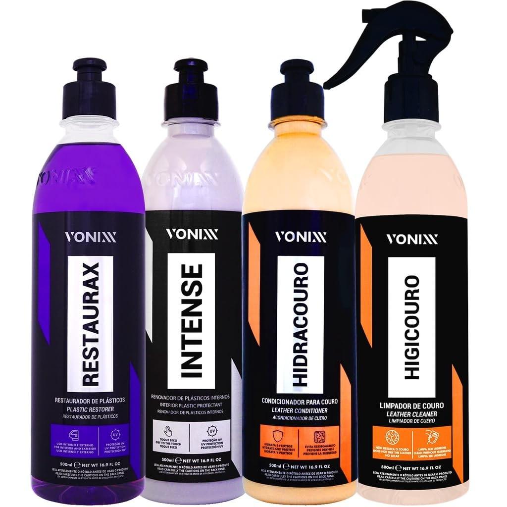 Kit Completo Vonixx: Limpeza e Renovação para Couro e Plásticos (500ml cada)