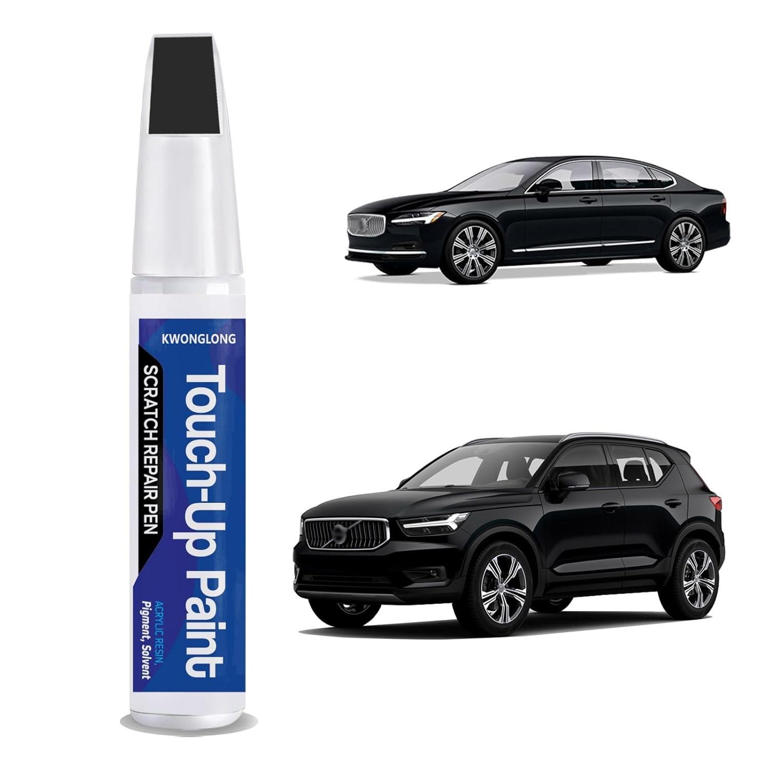 Tinta de Retoque Onyx Black 717 para Volvo: Reparo Rápido de Arranhões e Lascas (Caneta 2 em 1)
