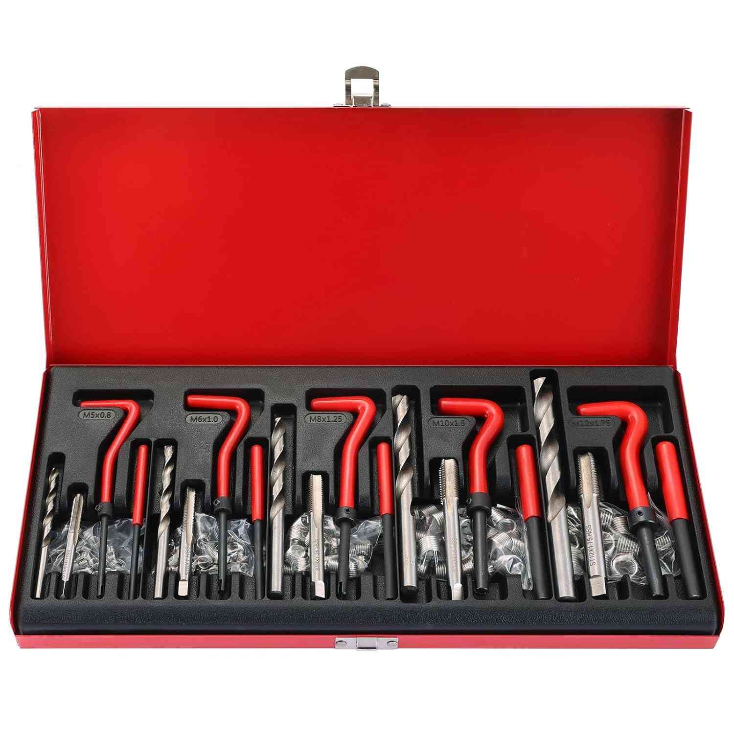Kit Reparo Rosca Helicoidal Métrica 131 Peças HSS - Restaure e Proteja Suas Rosscas!