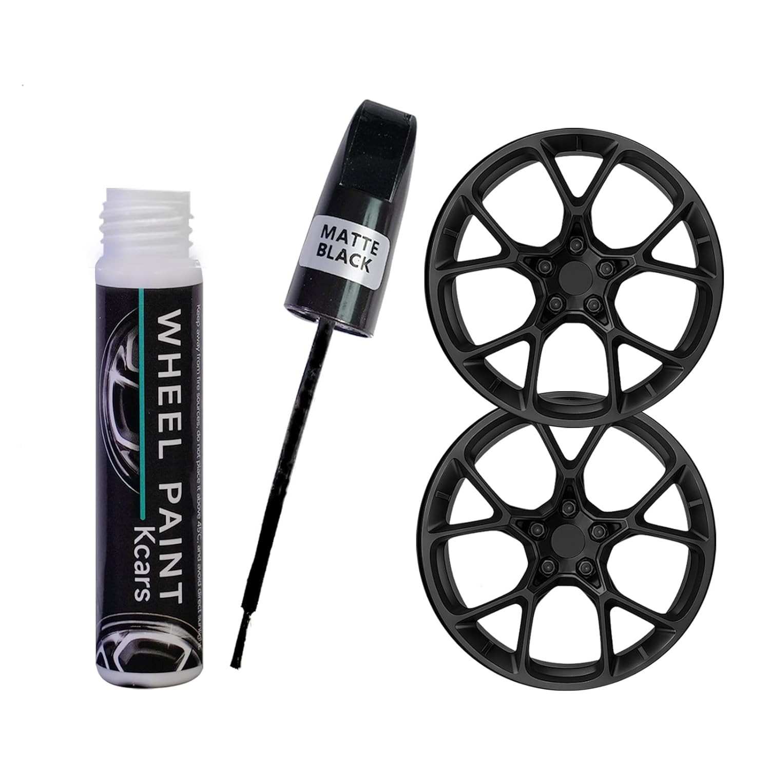 Tinta de Retoque para Rodas Preta Fosca - Caneta de Reparo para Arranhões Automotivos