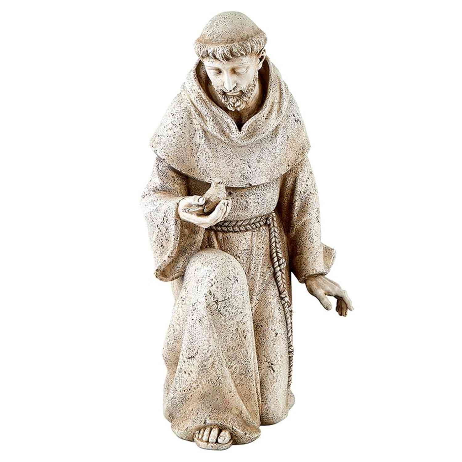 Estátua de São Francisco de Assis em Resina - 36,8 cm - Jardim e Decoração Católica
