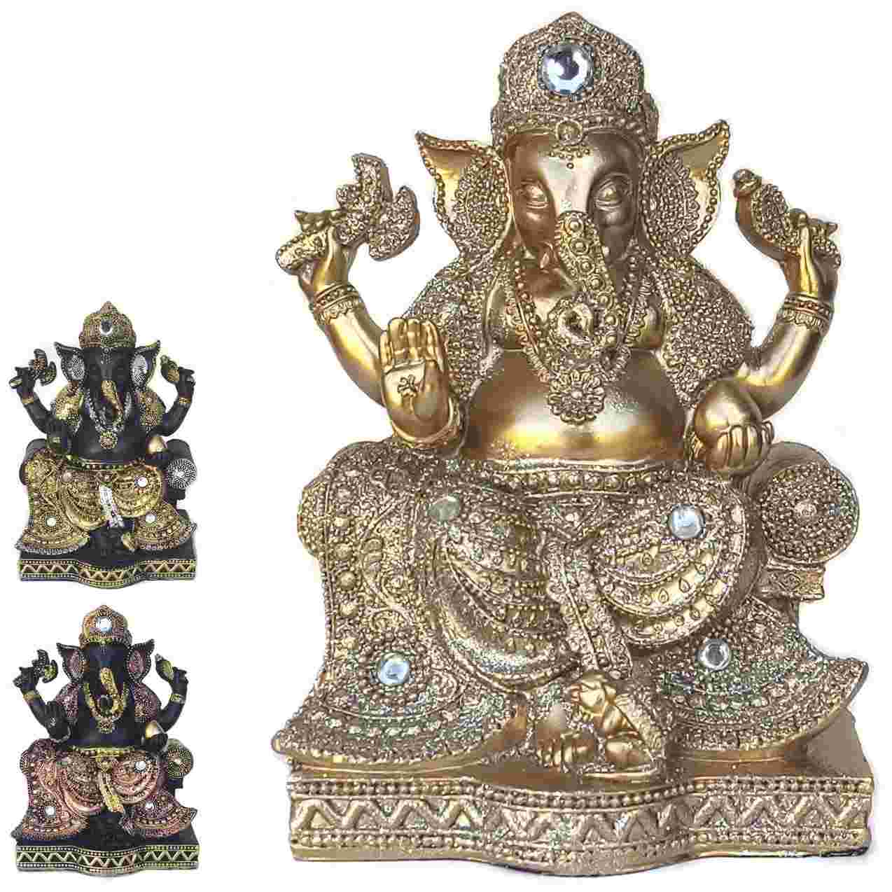 Estatueta de Ganesha em Resina - Simbolismo de Sorte, Prosperidade e Sabedoria para Decoração