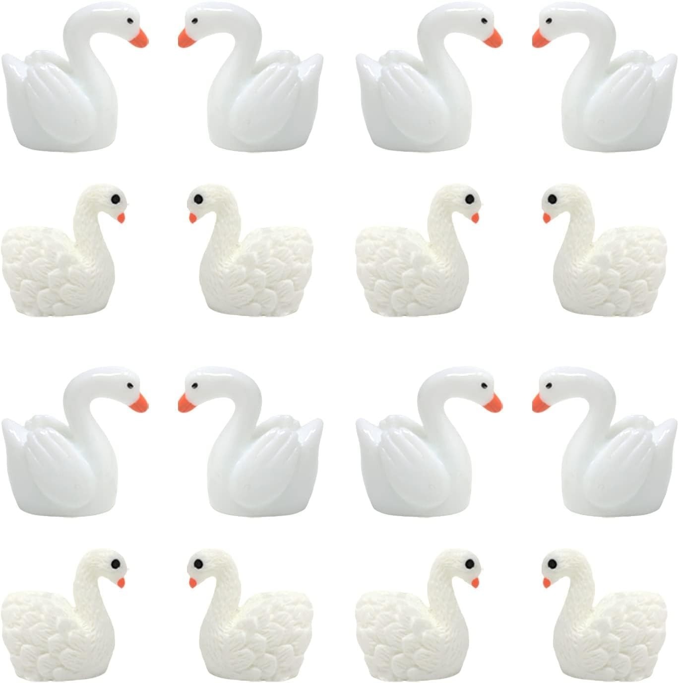24 Estatuetas Fofas de Cisne Branco em Resina | Decoração Mesa Jardim Casa