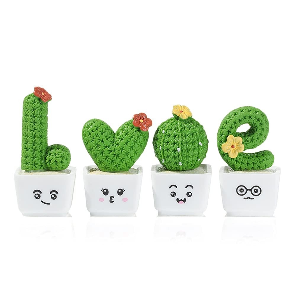 Miniaturas de Cactos em Resina para Decoração - Estatuetas de Jardim de Fadas e Mini Paisagens
