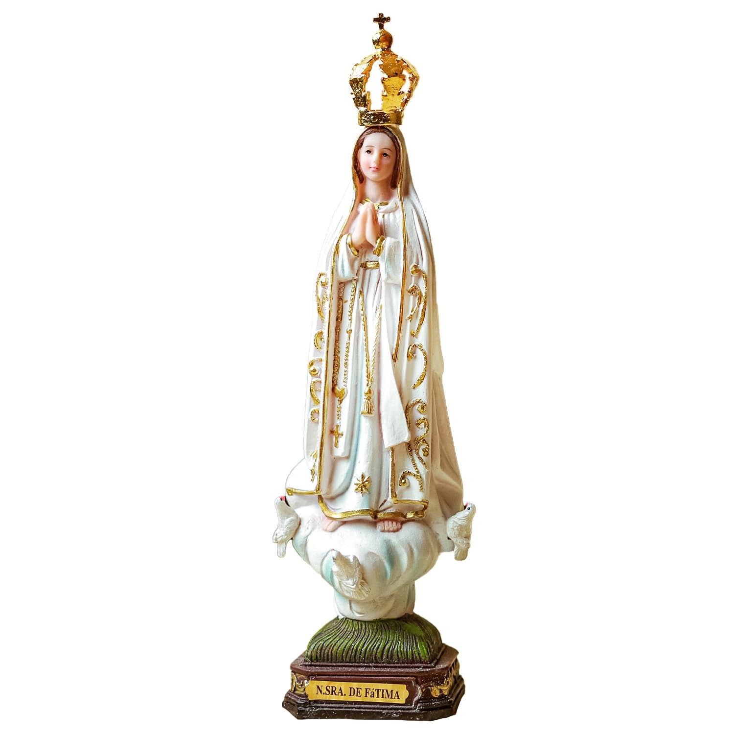 Imagem Nossa Senhora de Fátima em Resina 23cm - Peça Importada com Detalhes Exclusivos