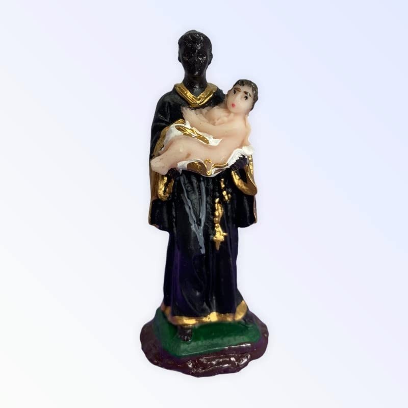 São Benedito em Resina 8 cm - Imagem Sagrada de Qualidade para Decoração e Fé