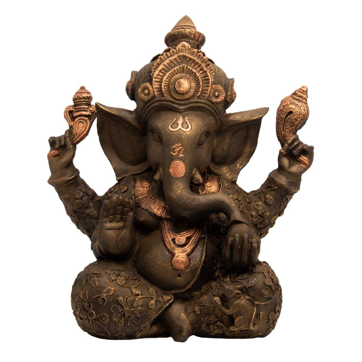 Estátua de Ganesha Dourada em Resina - Decoração Feng Shui com Energia Positiva