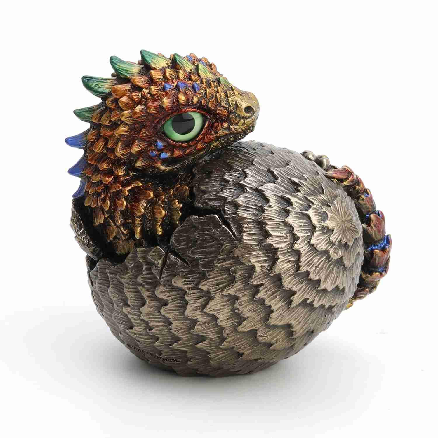 Estátua de Dragão em Resina com Acabamento Bronze Envelhecido - Peça Artesanal Exclusiva