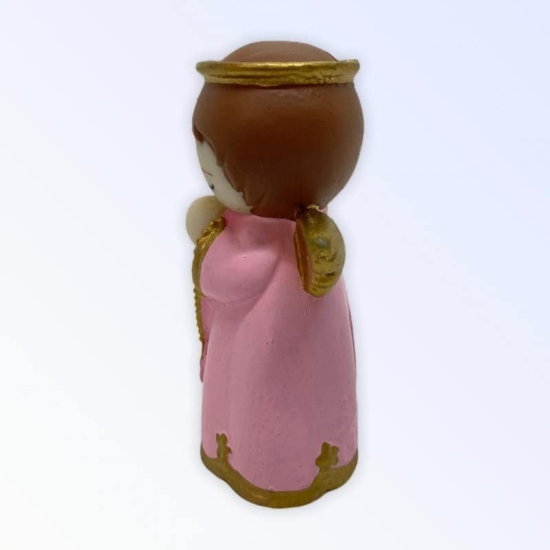 Anjo da Guarda em Resina 7 cm - Anjinho Rezando Rosa com Proteção e Encantamento