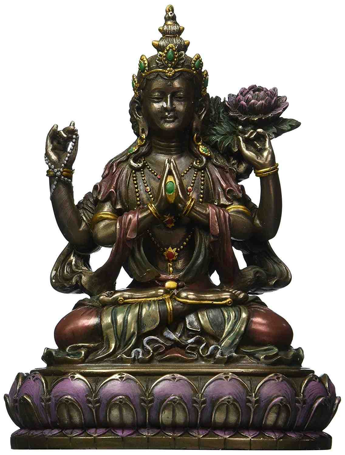 Estátua Budista Avalokiteshvara Kuan Yin em Resina - Decoração Espiritual Oriental