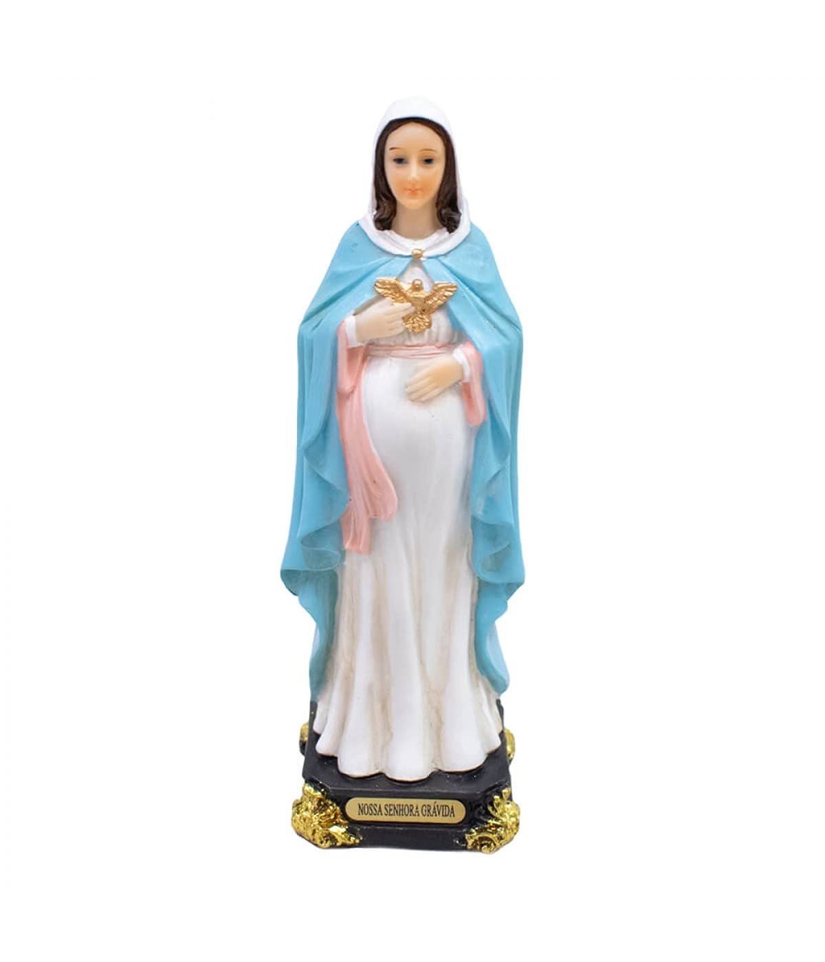 Estátua Nossa Senhora Grávida 15.5cm em Resina - Decoração Religiosa Elegante