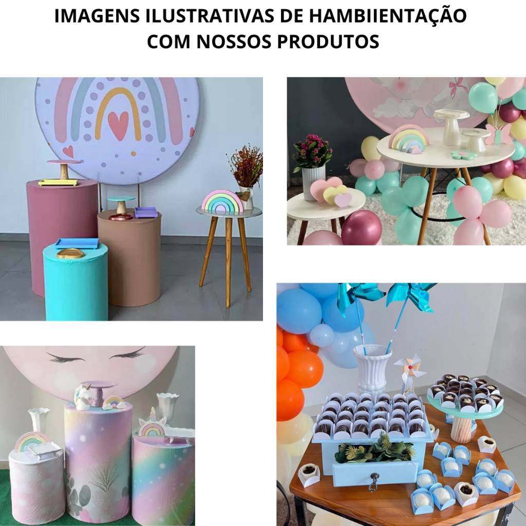 Kit Trio Cogumelo Suporte Doce E 2 Bandejas Pé Resina
