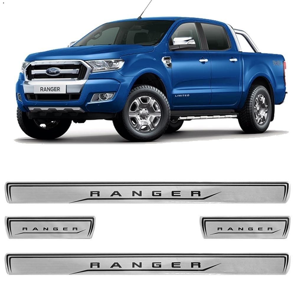 Jogo Soleira Porta Adesivo Resinada Ford Ranger 2013-2020: Proteção e Estilo Premium