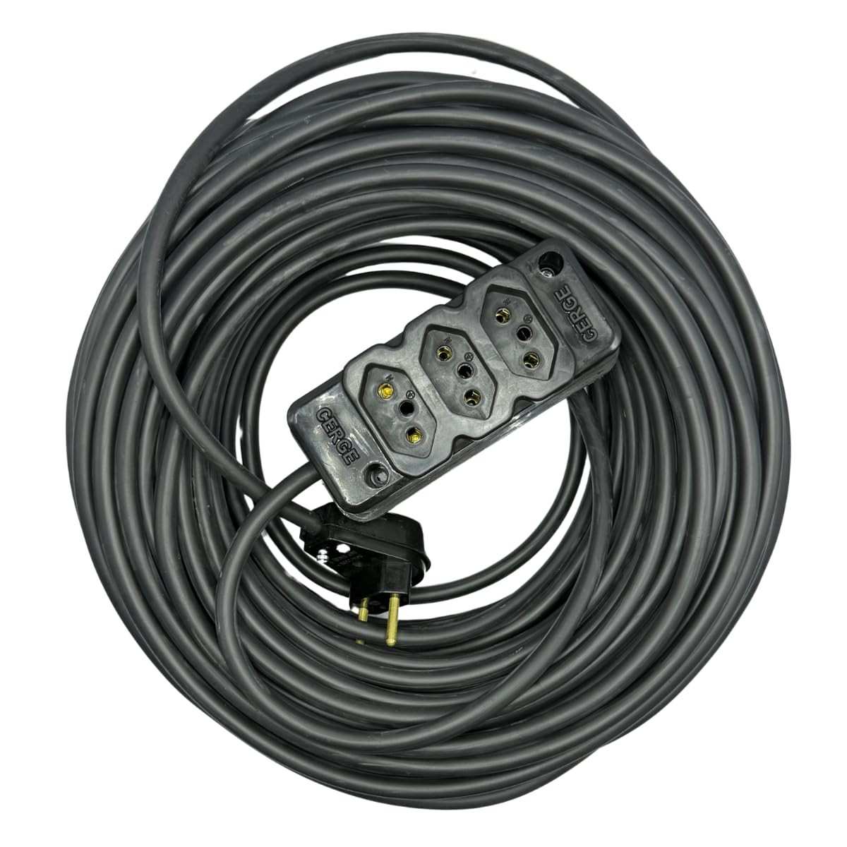 Extensão Elétrica Industrial 25m Cabo PP 2x2.5mm com Tomada Tripla - Alta Resistência
