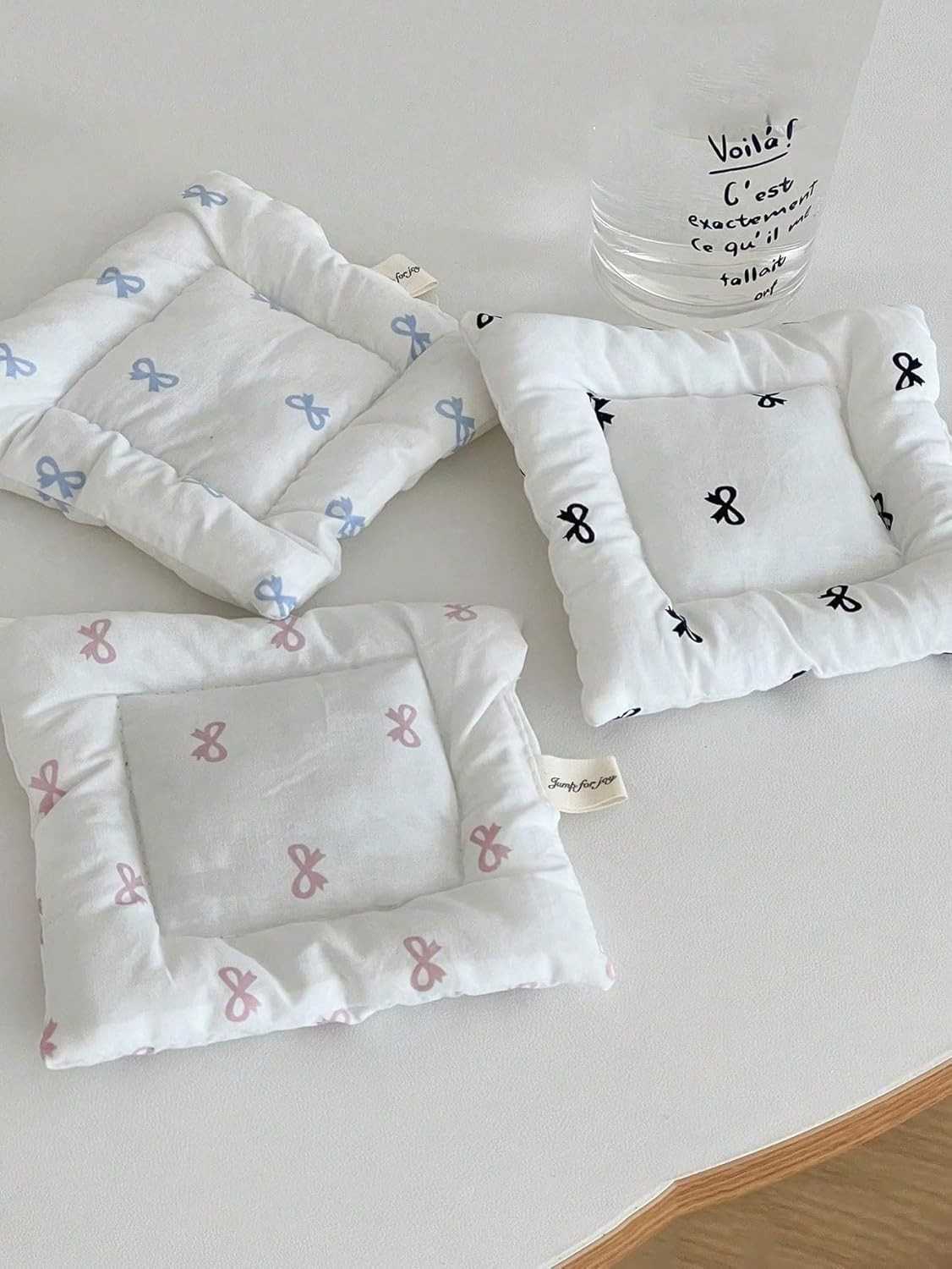 Jogo Americano Fofo com Laço Espesso - Tapete Mesa Coquette Resistente ao Calor
