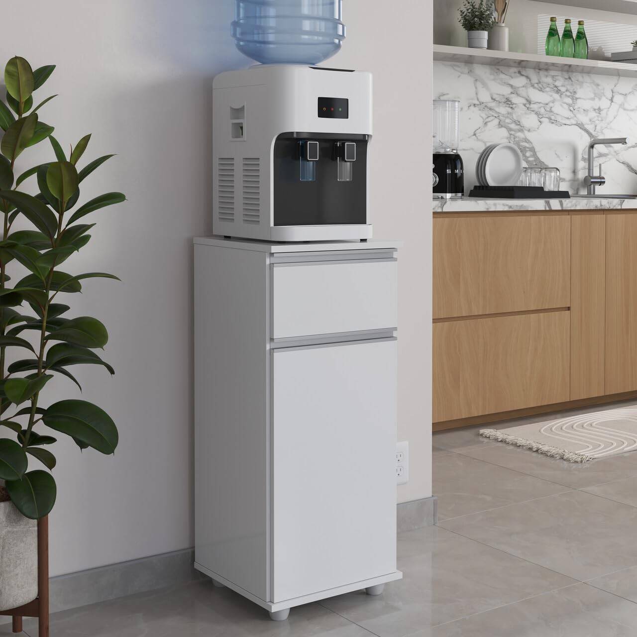 Armário Suporte para Bebedouro com Gaveta – Design Moderno e Resistente (Branco)