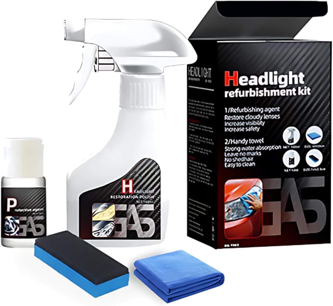 Kit de Restauração de Farol 2025 - Limpeza Profissional de Lentes Amareladas para Carro