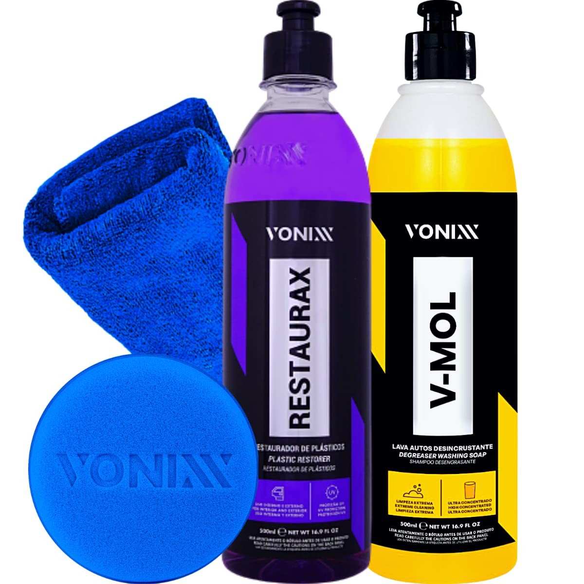Kit Restaurador de Plástico Renovador Vonixx Restaurax + V-Mol 500ml